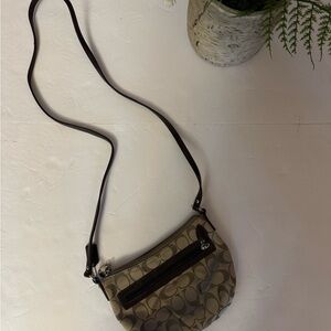 Coach Tan and Brown Shoulder Bag